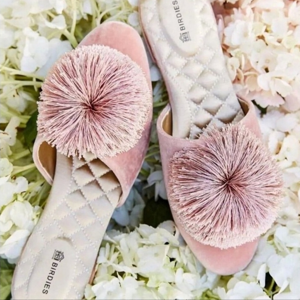 Birdies The Songbird Mule In Blush Velvet  Slip on shoes  Womens Size 8.5